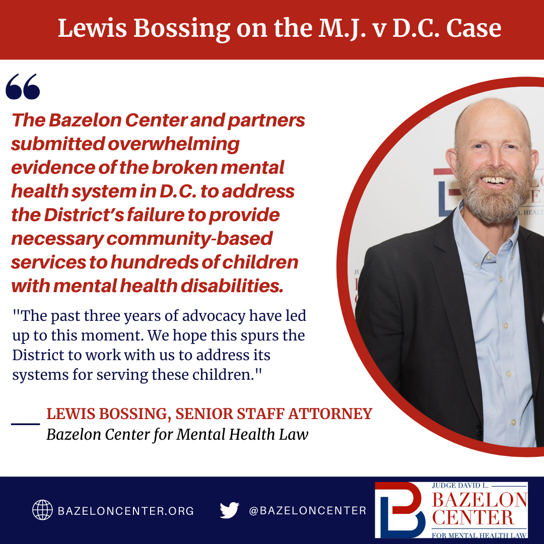 D.C. is Failing its Children: The Bazelon Center on M.J. V. D.C.